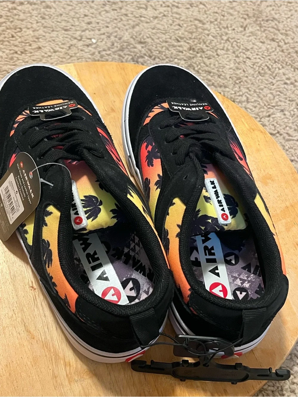 Airwalk Kids Black Sneakers with Sunset Palm Print